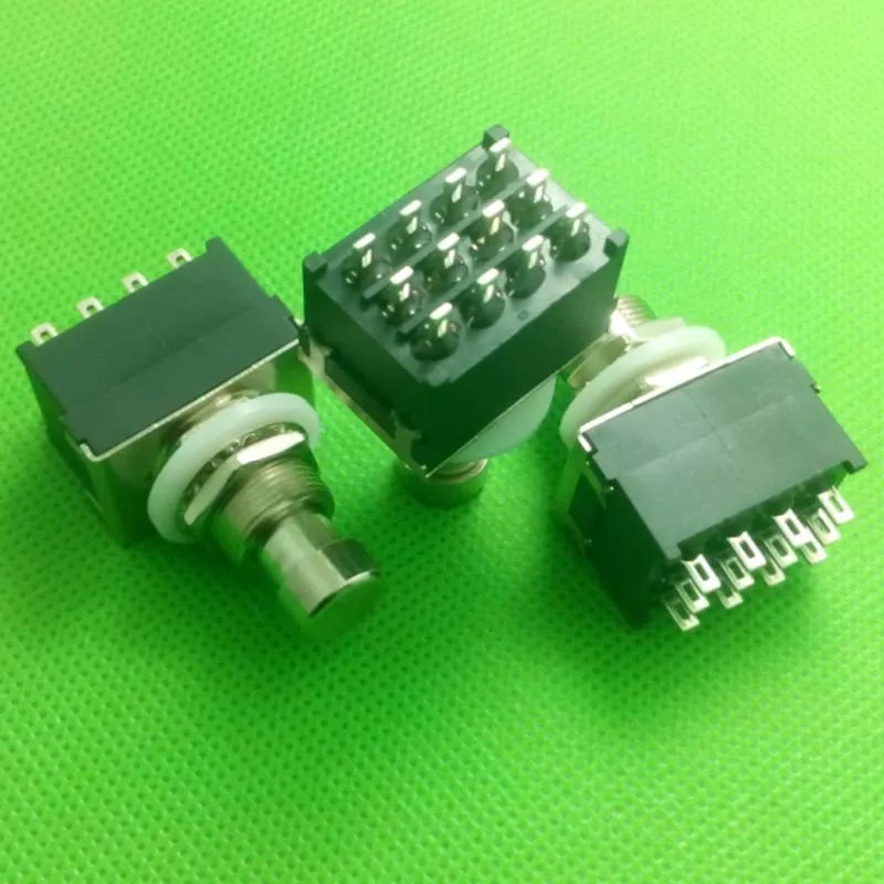 Imagem -02 - Guitarra Efeitos Pedal Caixa Stomp pé Interruptor de Metal True Bypass Preto 10 Peças Lote 12-pin 4pdt