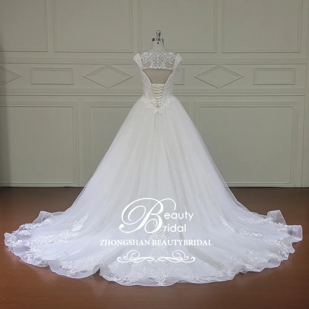 Wedding Dress Custom Made Bridal Gown Ball Gown  Sweetheart Cap Sleeve Floor Length Illusion Vestido De Noiva beauty xfm008