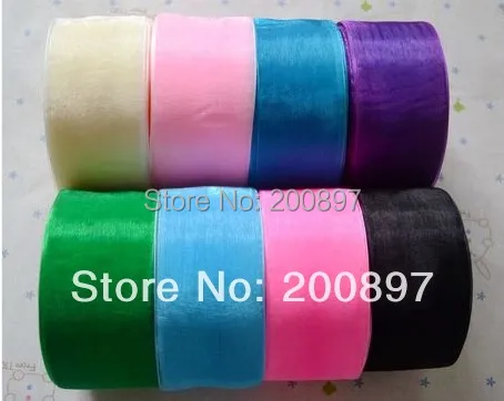 solid color 2 inch 50mm organza ribbon roll 50yards/roll lot decoration uses multi color choices