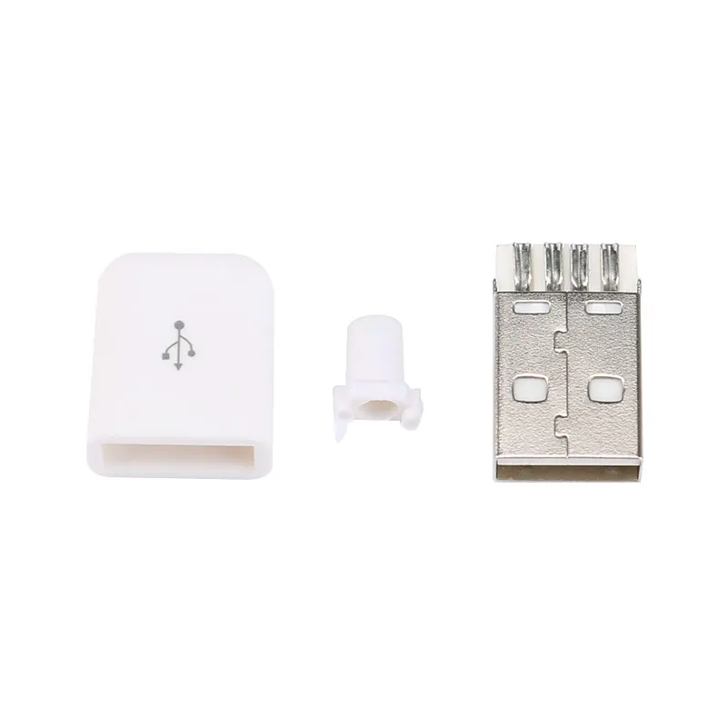 Connecteur USB 2.0 mâle Type A 4 broches, 10 pièces, à monter soi-même, adaptateur d'assemblage, Type à souder, coque en plastique noir pour la connexion des données