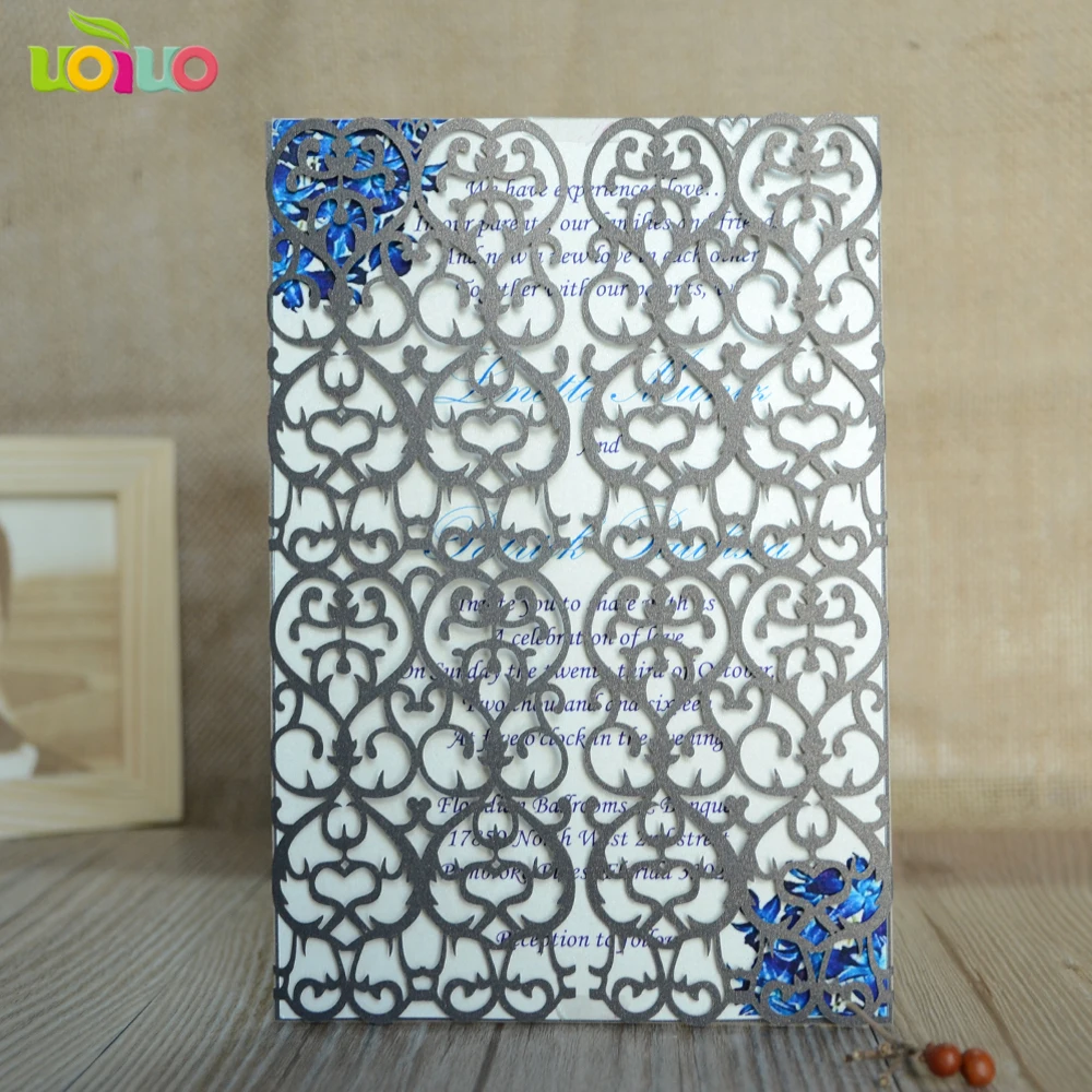 

50set inc254 Laser Cut Romantic Wedding Party Invitation Card Delicate Carved Flower Pattern Hollow Out Card