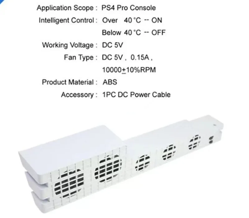 الأبيض برودة ، USB الخارجية 5-مروحة سوبر توربو التحكم في درجة الحرارة مروحة تبريد لسوني بلاي ستيشن 4 برو PS4 برو الألعاب وحدة التحكم