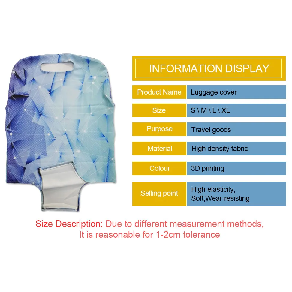 여행 가방에 3D 기하학적 패턴 인쇄, 여행 수하물 보호 커버, 방진 트롤리 커버, 18-30 인치 가방