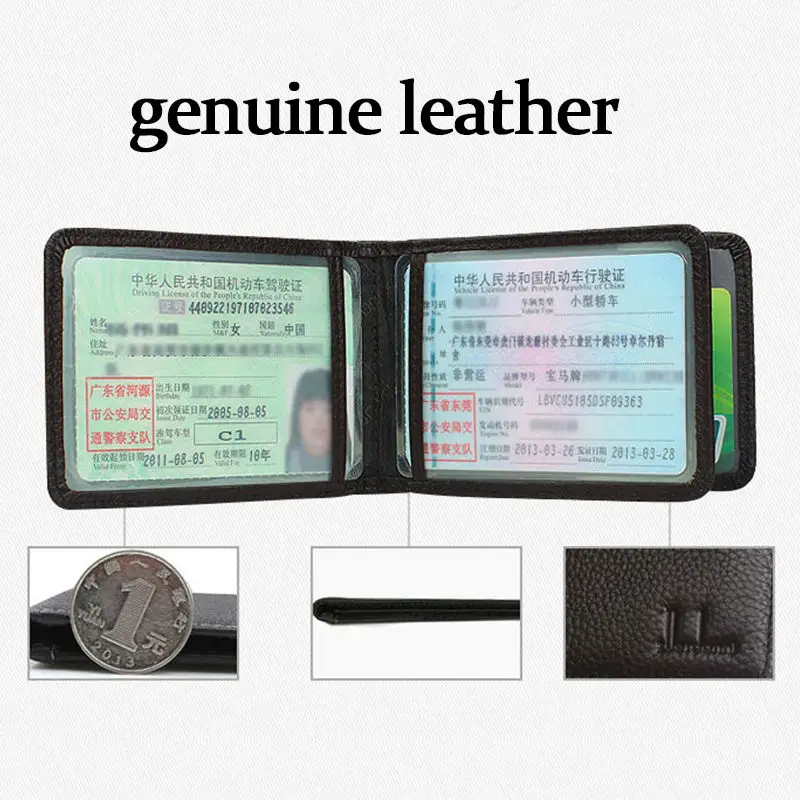 Hot High Quality Driver License Cover Genuine Leather Car Driving Documents Bag Credit Card Holder ID Card Case 3 Folds T3579