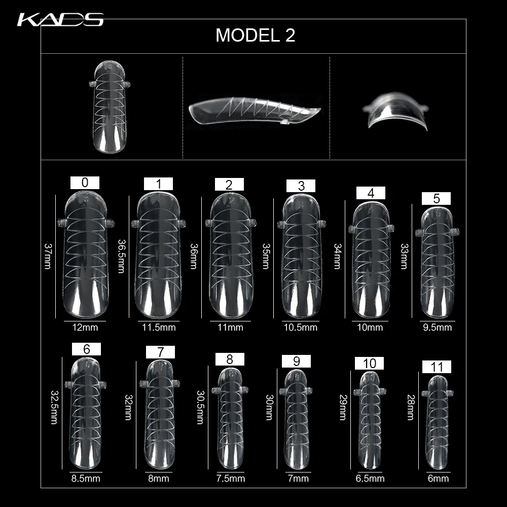 KADS 120 Pcs Quick Building Mold Nail Tips Dual Form False Nails Reusable Clear Manicure Tools for Extension Gel Nail Art