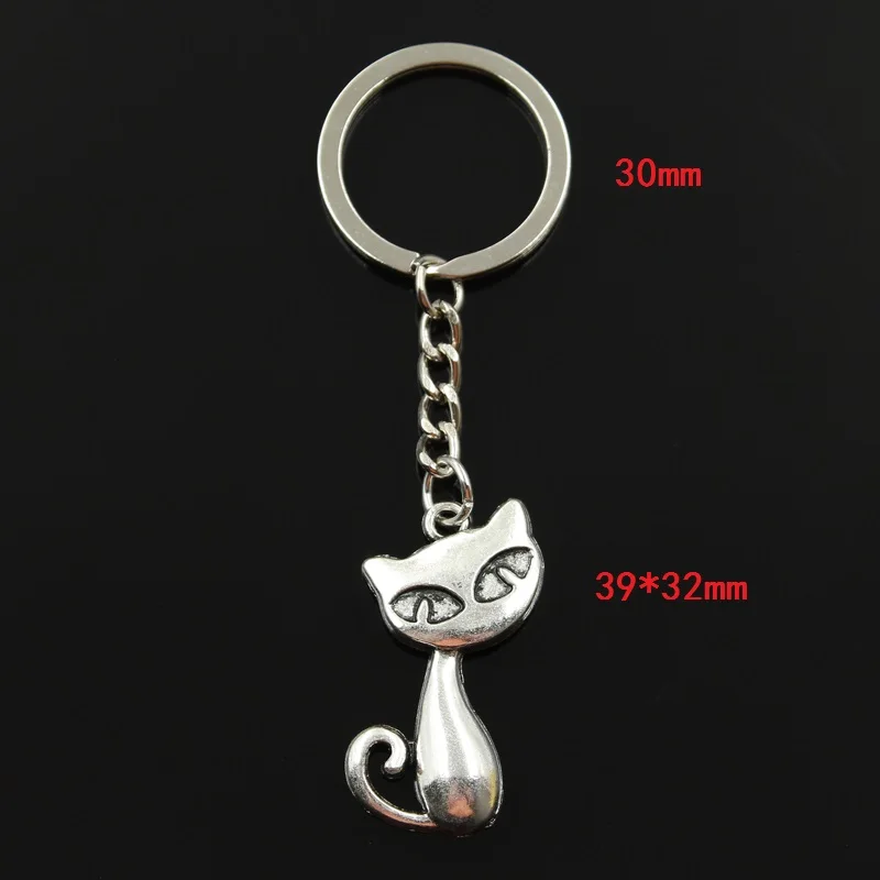 New Fashion Keychain 39x32mm Cat Fox Pendants DIY Men Jewelry Car Key Chain Ring Holder Souvenir For Gift