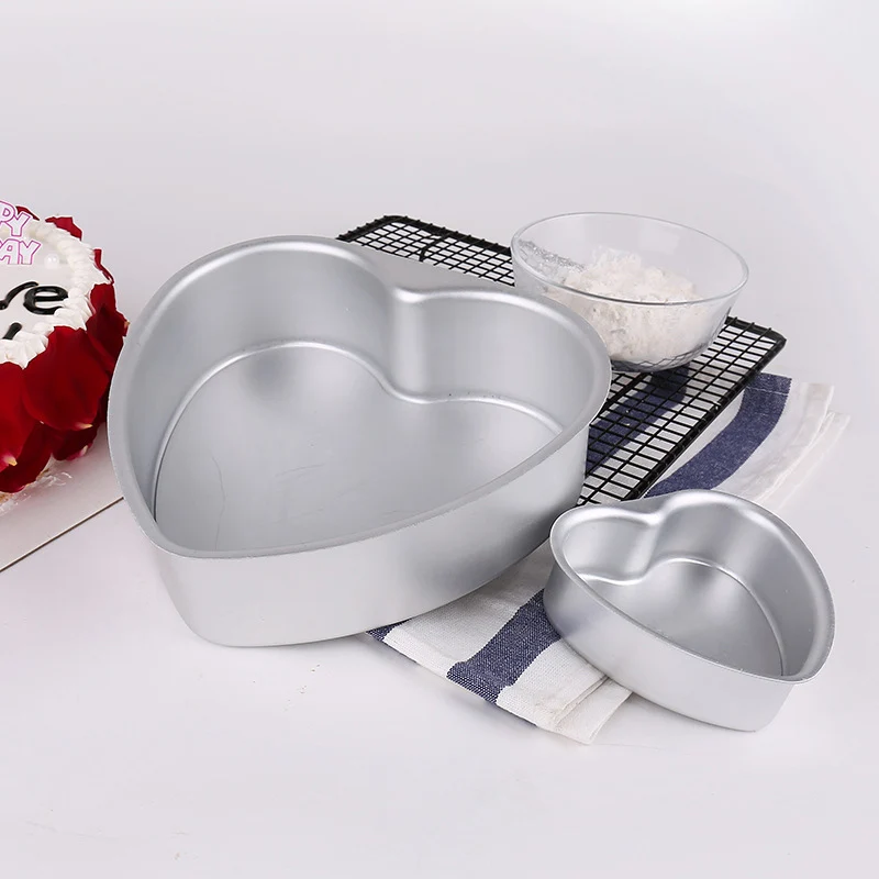 3pcs 4/6/8inch Aluminum Alloy Cake Molds Live Bottom Muffin Cake Bread Cheese Baking Tray Heart Shape Mould