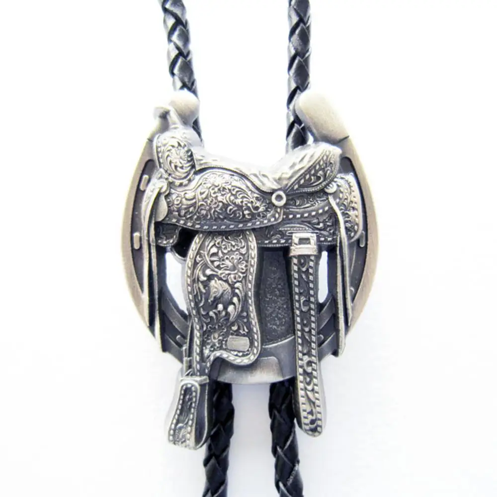 New Silver Plating Saddle Horseshoe Cowboy Boots Bolo Tie Neck Tie Necklace also Stock in US