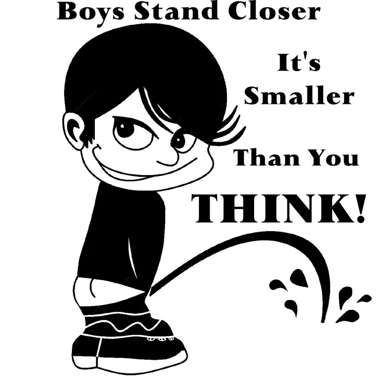 BOYS STAND CLOSER ITS SMALLER Toilet Decoration Funny Stickers Bathroom Decor 4WS-0037