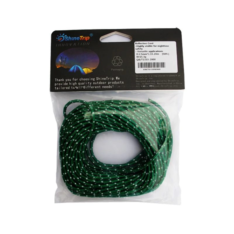 Shine Trip 2.5mm tenda Paracord riflettente corda del vento tenda audace corda fissa stendibiancheria riflettente corda multiuso 50 piedi