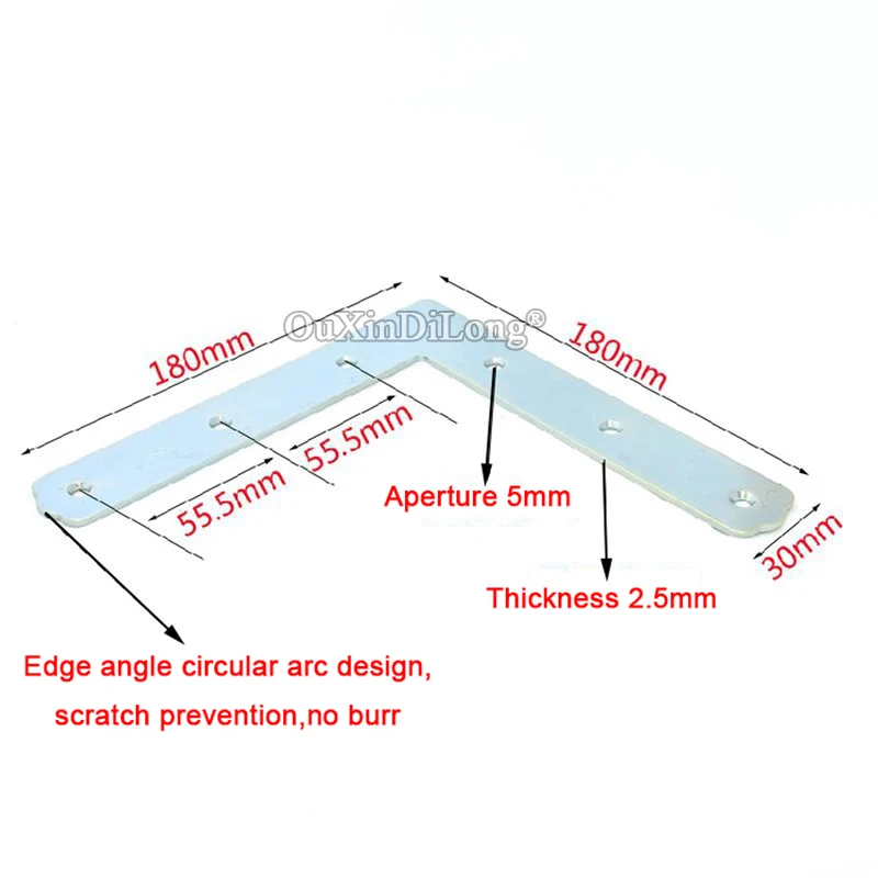 NEW 10PCS Metal Flat Corner Braces 30X180X180mm L Shape Photo Frame Fixed Brackets Board Shelf Furniture Connecting Fittings