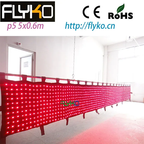 free shipping  5M*0.6M P5 led video curtain for stage backdrops on China market