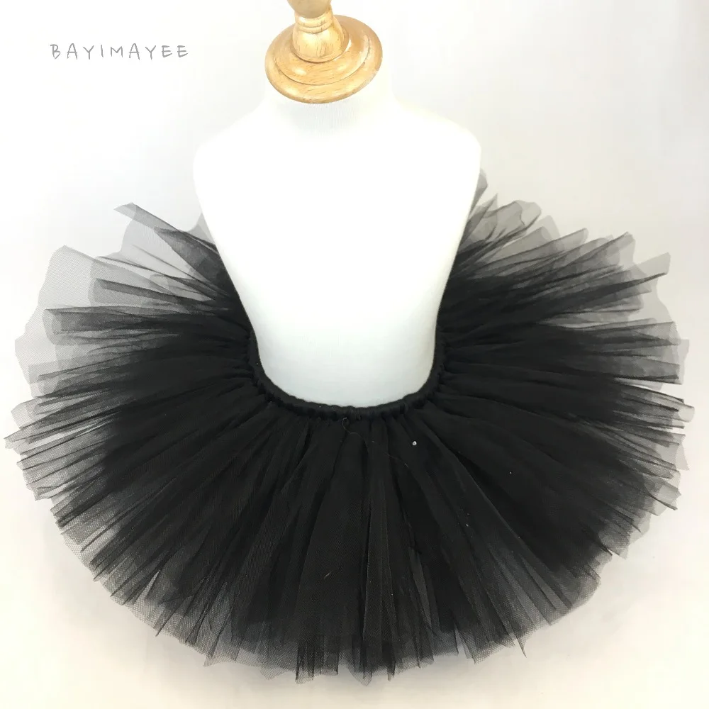 Girls Black Cat Tutu Skirt Baby Handmade Fluffy Tulle Ballet Pettiskirts with Hairbow Set Kids Party Skirt Costume Cosplay Cloth