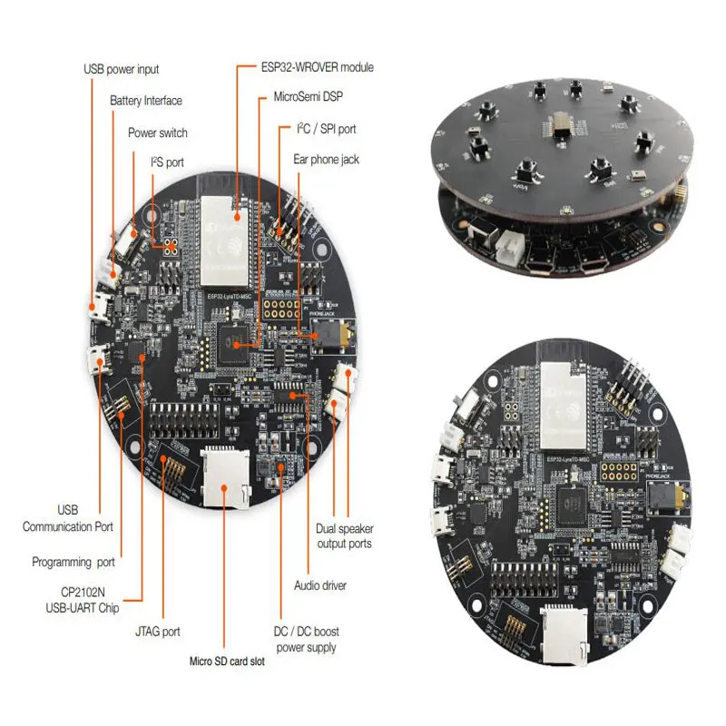 1 pcs x ESP32-LyraTD-MSC Audio IC Development Tools,echo cancellation,voice recognition,near-field and far-field voice wake-up