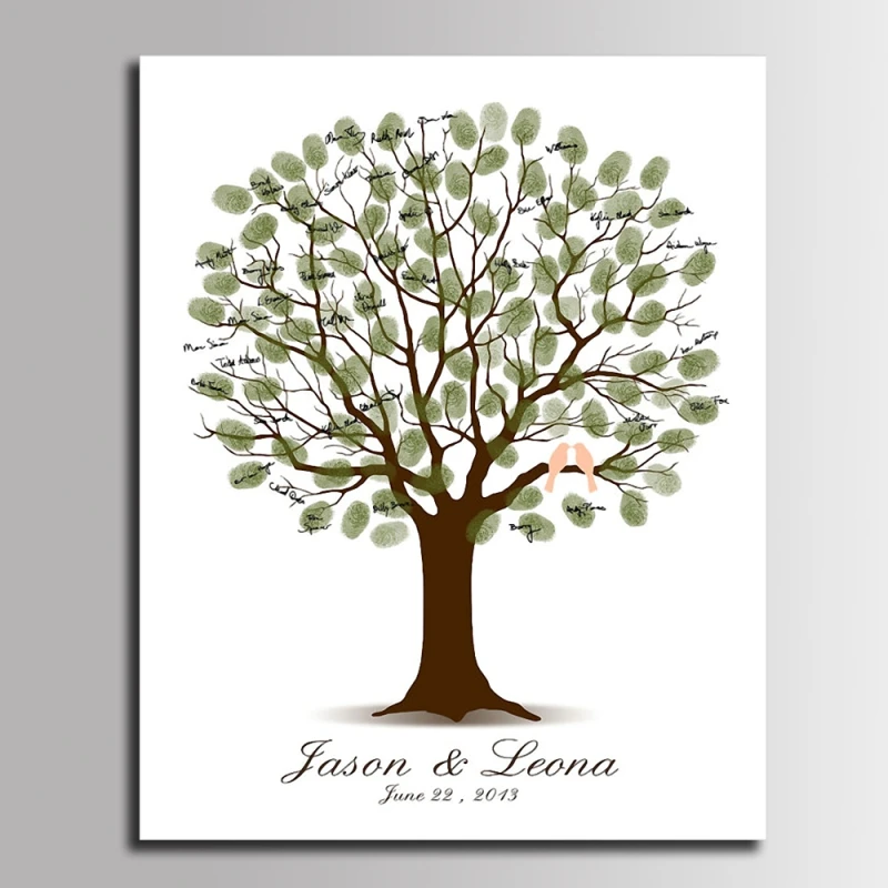 Wedding Fingerprint Tree Painting Loved Birds Guest Book Wedding Gift Fingerprint painting Wedding  Souvenir Canvas Painting