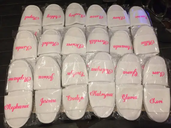 custom Wedding Bridesmaid maid of honor mother of the bride Slippers Hen weekend Bachelorette Spa Slippers party favors gifts