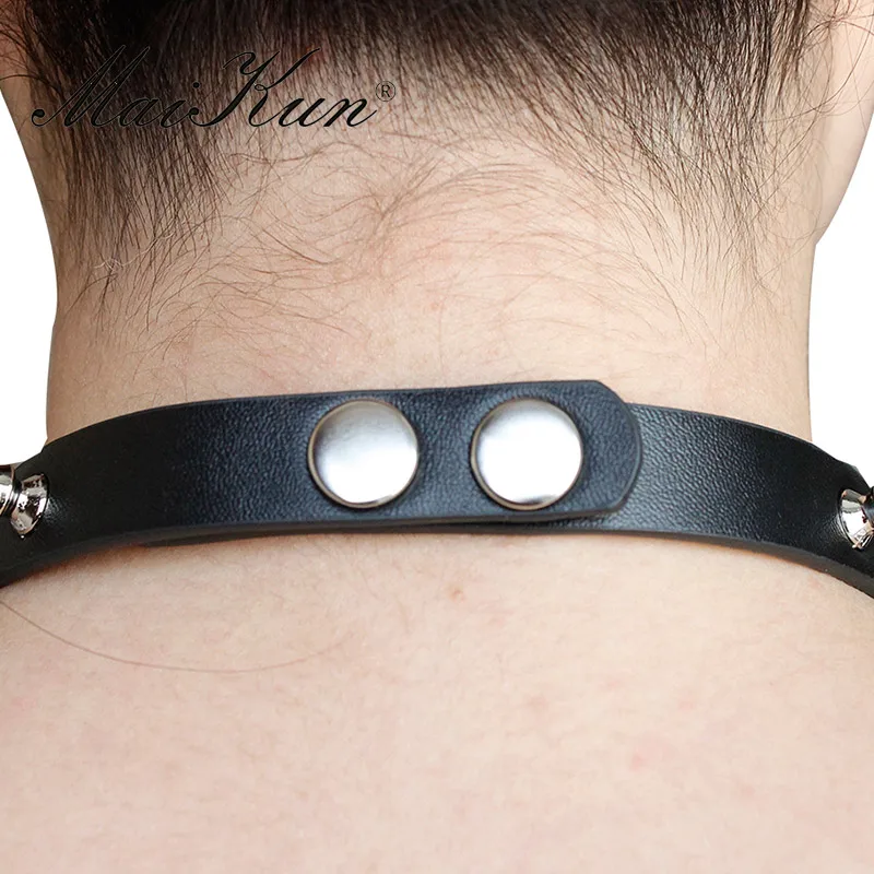 Maikun Harajuku Gotico Cuspidal Spikes Rivet In Pelle Nera Collane & Choker Halloween Punk Sottile Collana Dei Monili Delle Donne