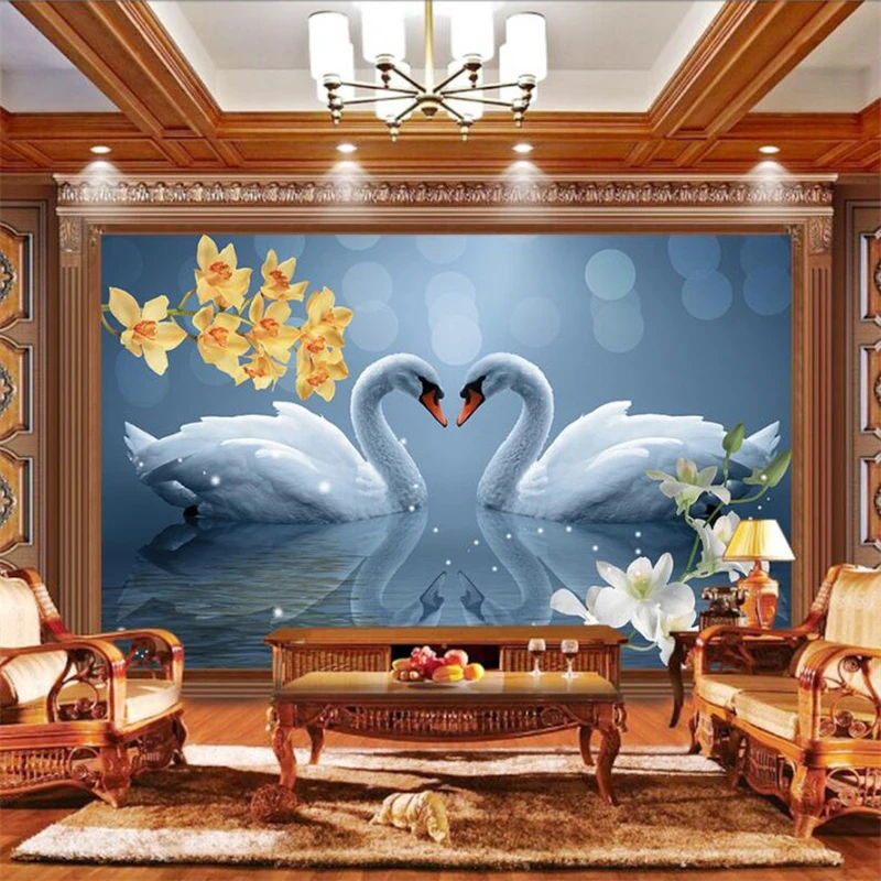 

wellyu papel de parede Custom wallpaper Romantic warm Swan Magnolia living room marriage room wall papier peint tapety