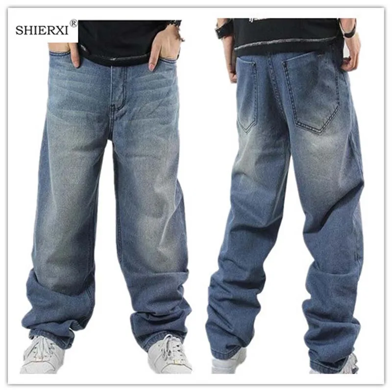 Man Loose Jeans Hiphop Skateboard Jean Baggy Denim Pants Street Men 4 Seasons Trousers big Size 30-46