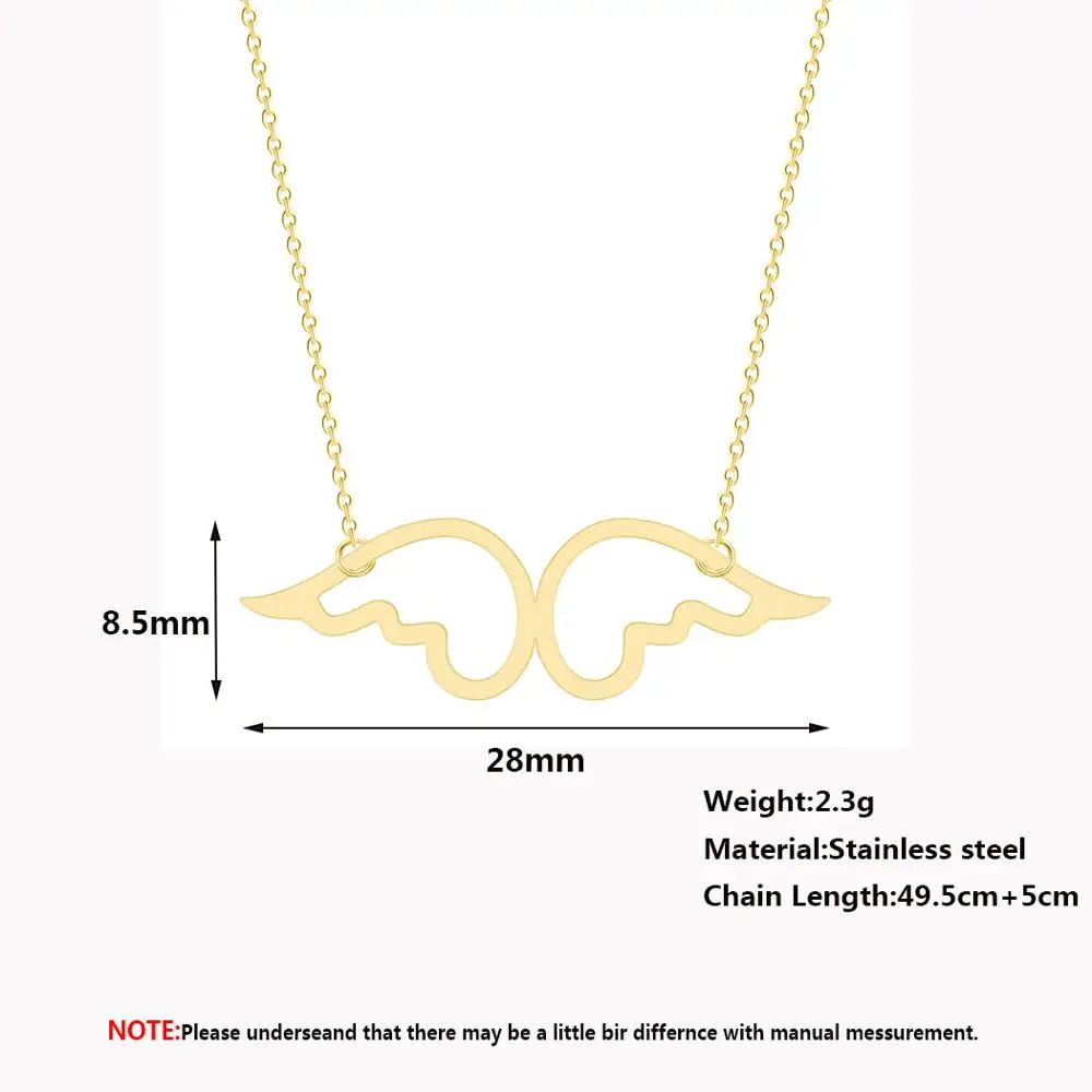 Chandler Stainless Steel Guardian Angel Wings Pendant Necklace Women Jewelry First Communion Gift For Kids Fashion Metal Bijoux