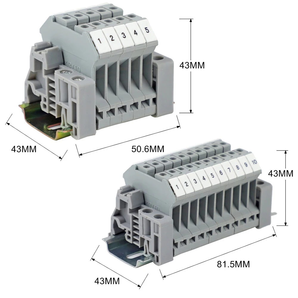 UK5N UK Series DIN Rail Screw Clamp Terminal Blocks Kit Set 800V 41Amp IEC