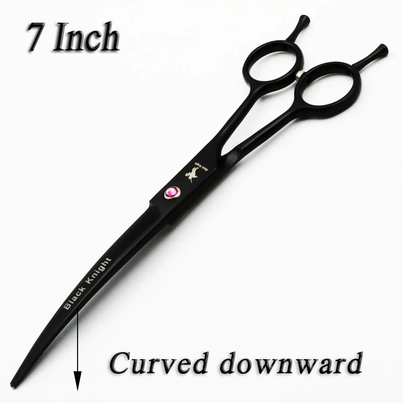 

7 Inch Hairdressing Scissors Professional Black Pets Grooming Shears Salon Barber Curved Downward Cutting Scissors With Case