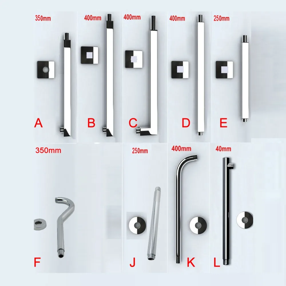 BAKALA 35/40 CM Free Shipping Wholesale And Retail Promotion 35/40cm Length Chrome Brass Wall Mounted Square Bathroom Shower Arm