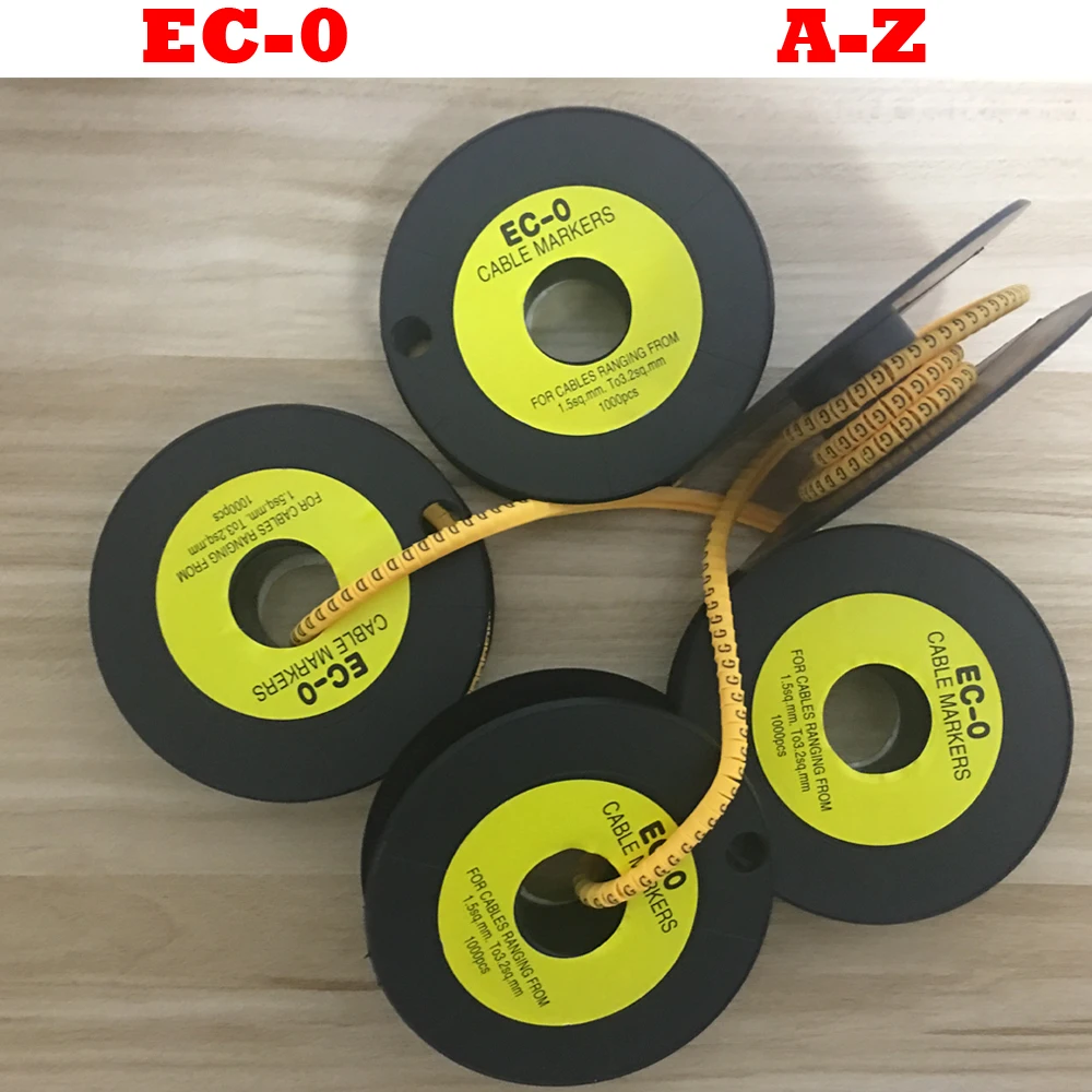 1300pcs/Lot EC-0 1.5mm2 A-Z ABCDEFGHIJKLMNOPQRSTUVWXYZ English Letter PVC Flexible Print Sleeve Tube Label Net Wire Cable Marker