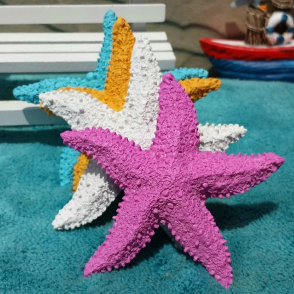 New 2Pcs Fish Tank Ornament Mediterranean Resin Sea Stars Mini Starfish Wall Ornaments Aquarium Home Decoration Beach Wedding De