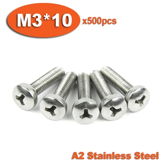 500pcs DIN7985 M3 x 10 A2 Stainless Steel Y Slot Pan Head Tamper Proof Security Screw Screws