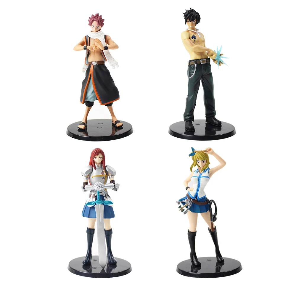 4Pcs/lot 15cm Erza Scarlett Grey Fullbuster Lucy Heartfilia Natsu Dragnir PVC Action Figure Collection Model Toy Doll