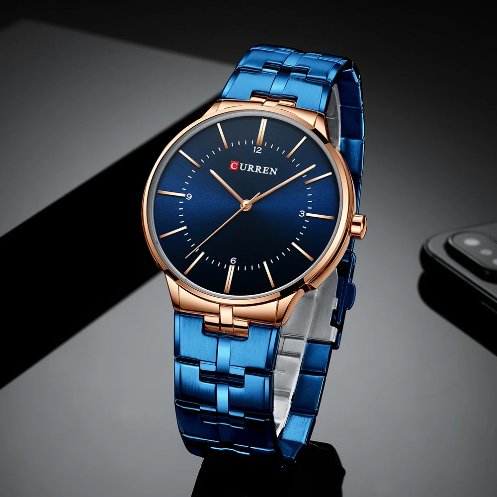 CURREN Relogio Men Watches Fashion Blue Man Watch 2019 Luxury Brand Waterproof Quartz Analog Wrist Watch Men Reloj Hombre