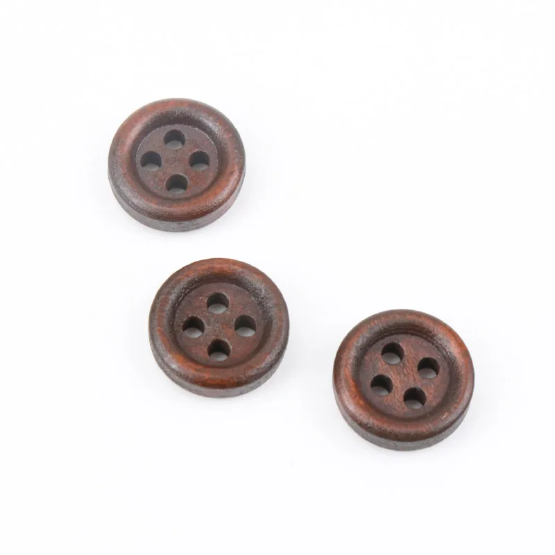 Wooden Dark Brown Round Pattern Buttons Scrapbook Handmade Sewing Home Decoration Accessory DIY 12mm 50pcs MT0574-FD