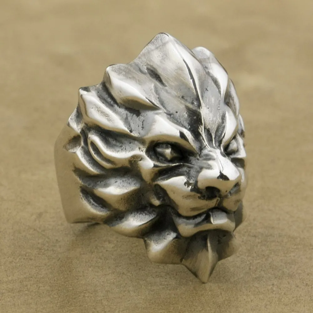 

Heavy 925 Sterling Silver Abstract King Lion Ring Mens Biker Rock Punk Ring TA01 US Size 7~15