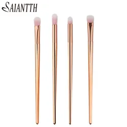 SAIANTTH 4pcs long rose gold eyes Makeup Brushes Set eyebrow Eyeshadow Eyeliner Lip Brush Tool kit Pink white hair maquiagem