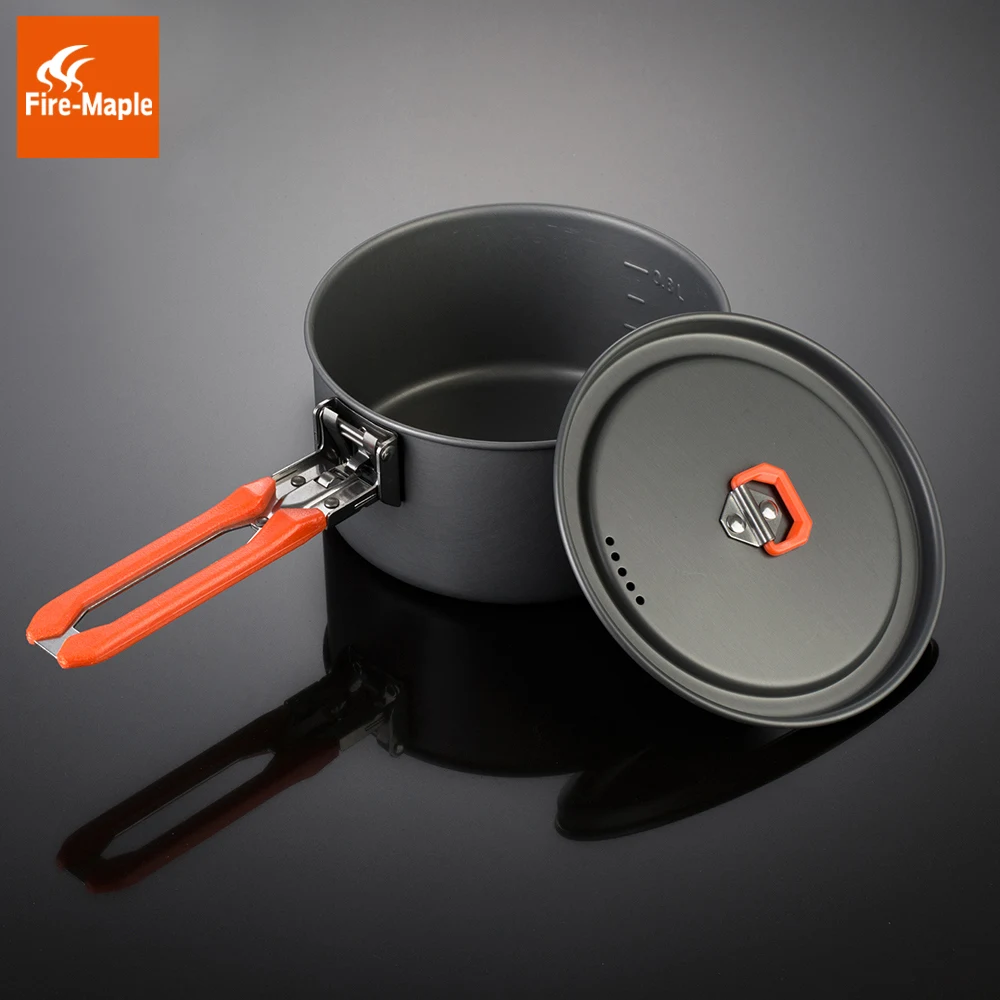 Fire Maple Feast 3 Outdoor Camping Hiking Cookware Backpacking Cooking Picnic Pot Pan Set Foldable Handle 2 Pots 1 Frypan FMC-F3