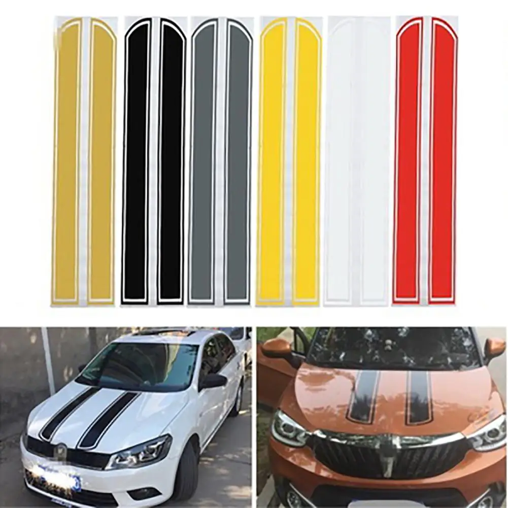 Auto Car Racing Rally Dual Stripes Hood Side Roof Tail Stickers Decals Decor