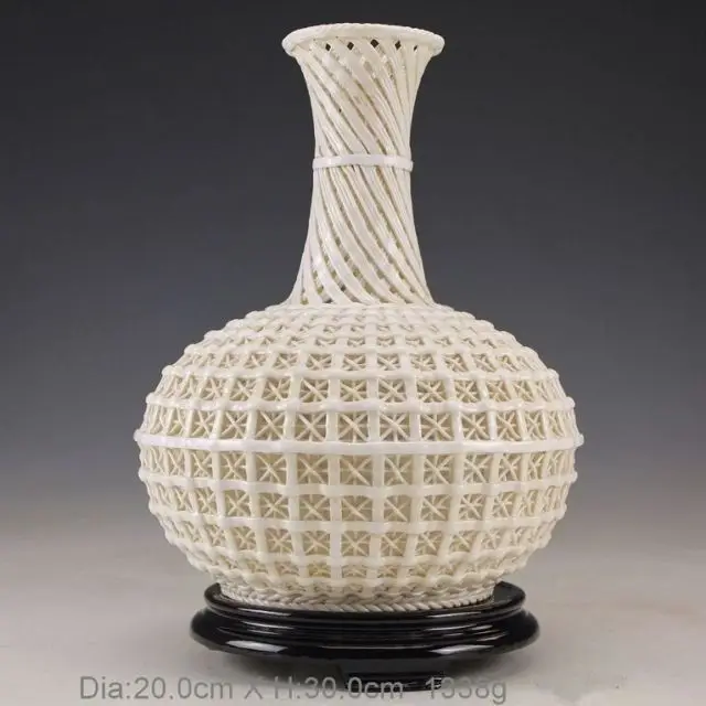 Oriental Vintage chinese Dehua Porcelain Handwork Rare Big Vase NR