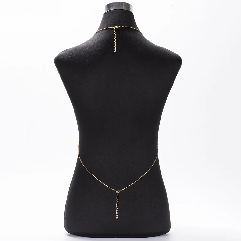 New Trendy Geometric Gold  Color Body Chains For Women Lady Chest Chain Bikini Body Jewelry Necklace BY06