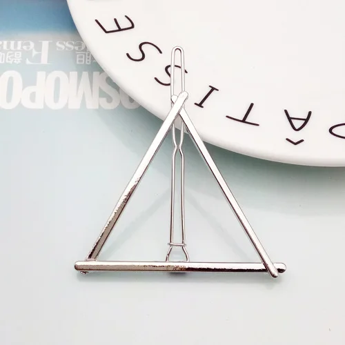 Fashion Geometric Mental Hairpins for Girls Triangle Moon Hair Pin Lip Round Star Hair Clip for Women Barrettes Hair Accessories