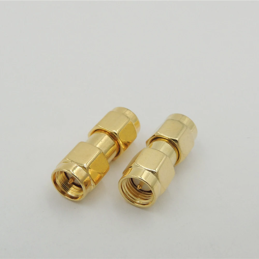 10pcs Gold SMA male to SMA male plug in series RF coaxial  straight connector SMA-M To SMA-M Aerial Adapter for Two Way Radio