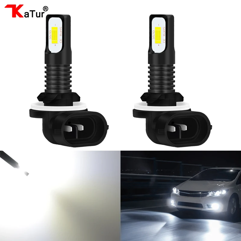 Katur 2pcs H27 881 Super Led Bulb Cars H27W/2 H27W2 Auto Fog Light 1200Lm 12V LED Bulbs Driving Driving Running Light For Kia