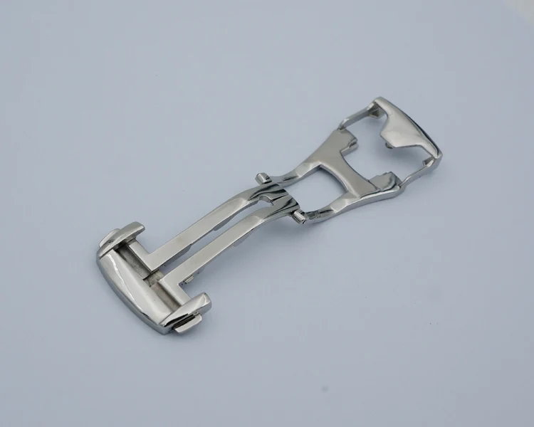 MAIKES High Quality 316L Stainless Steel Butterfly Buckle Silver Watch Band Strap Folding Clasp 16mm 18mm 20mm For Omega