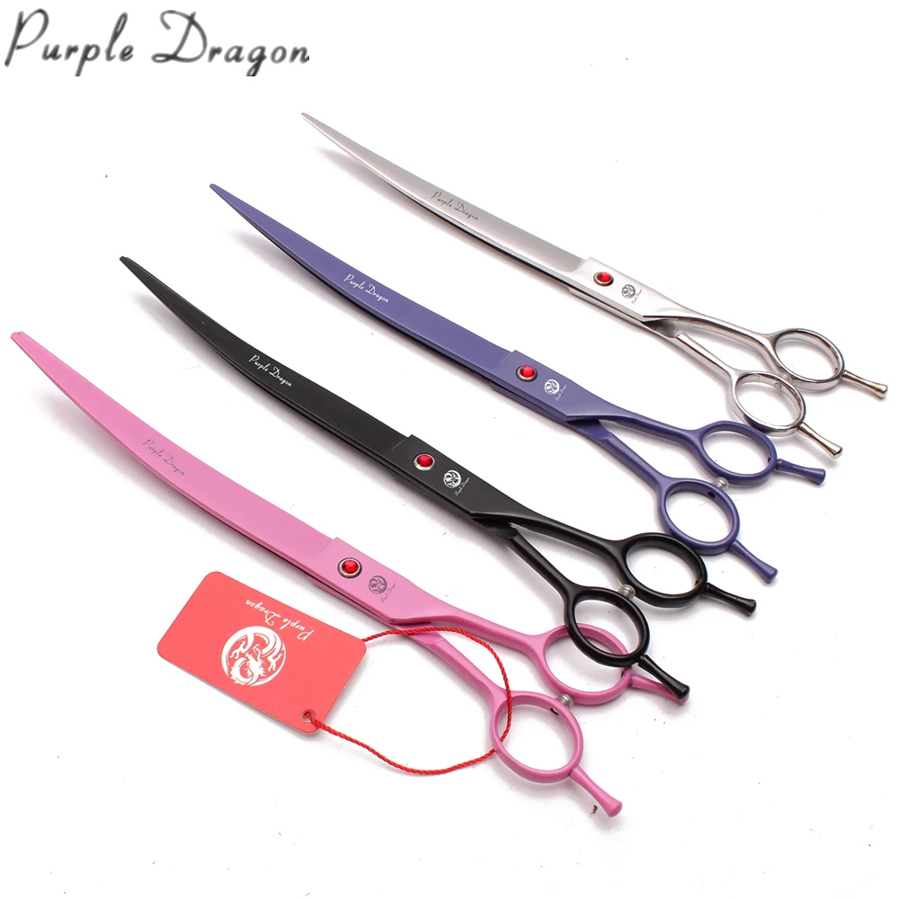 Z4005 9" Purple Dragon Dog Grooming Scissors JP 440C Curving Scissors Cats Dogs Curved Scissors Add Bag Dropshipping New Arrival