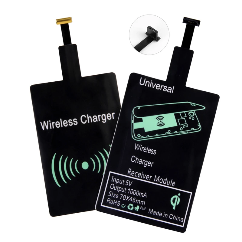 QI Wireless Charger Receiver For iPhone X XS 7 6s Plus Universal Wireless Charging Receiver for Android Micro USB Type-c Phone