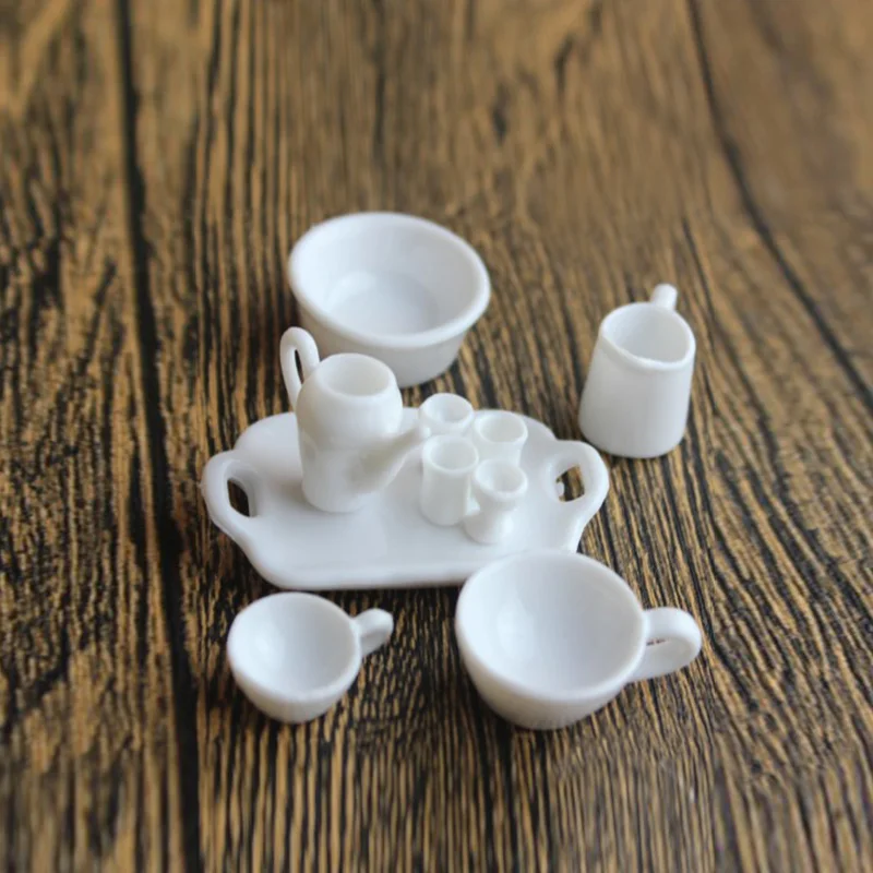 Simulation Kitchen Cup Plate Set Miniature Figurine Pretend play Kitchen Toy Doll House DIY Accessories gift Baby Gift