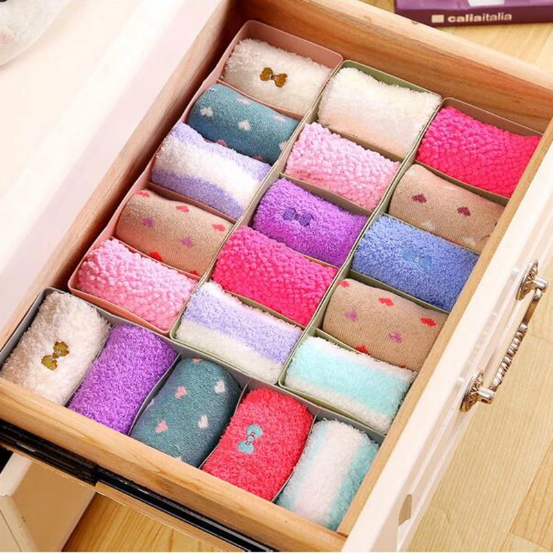 5 Grids Storage Basket Wardrobe Organizer Women Men Storage Box For Socks Underwear Plastic Container Makeup Organizer