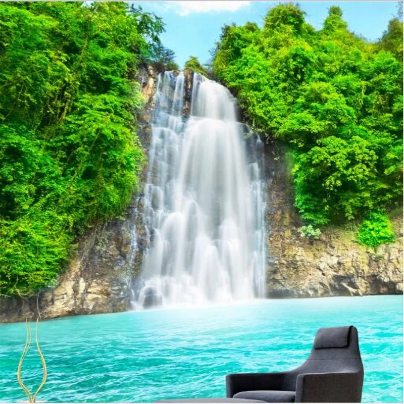 

wellyu Customized large - scale murals Alpine waterfalls Waterfalls backdrop of non - woven fabric wallpaper papel de parede