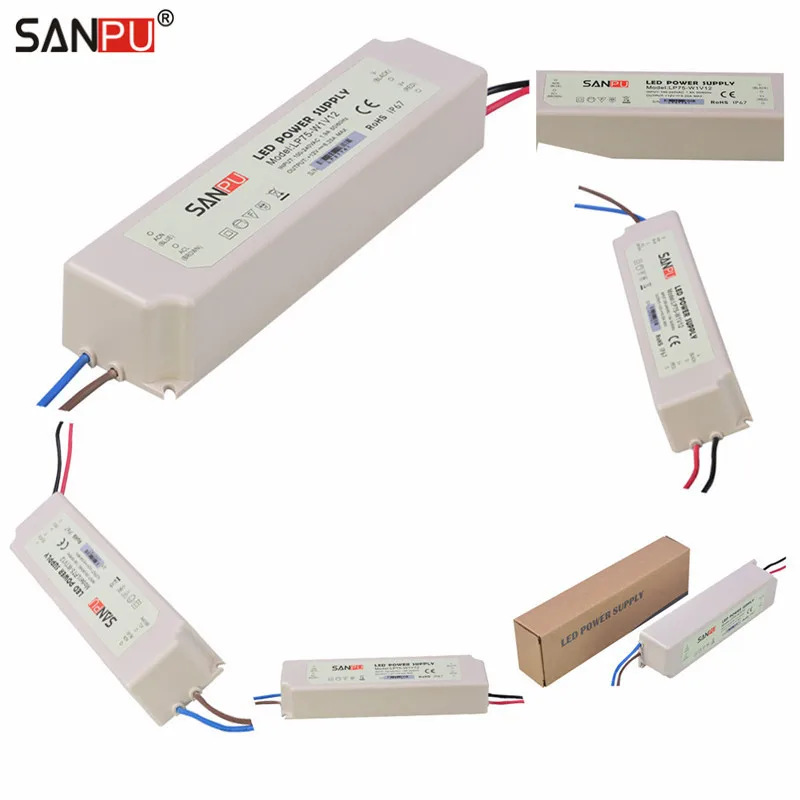 

SANPU LED Drivers 12V 75W 6A Waterproof Switch Power Supplies 110V 220V AC/DC Light Transformers Full Container Load Wholesale