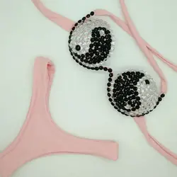 2018 venus vacation black and white diamond bikini set sexy swimwear rhinestone bathing suit beachwear women biquini swimsuit